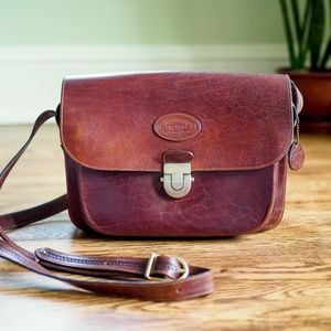 Vintage Oroton Brown Leather Crossbody Bag Purse
